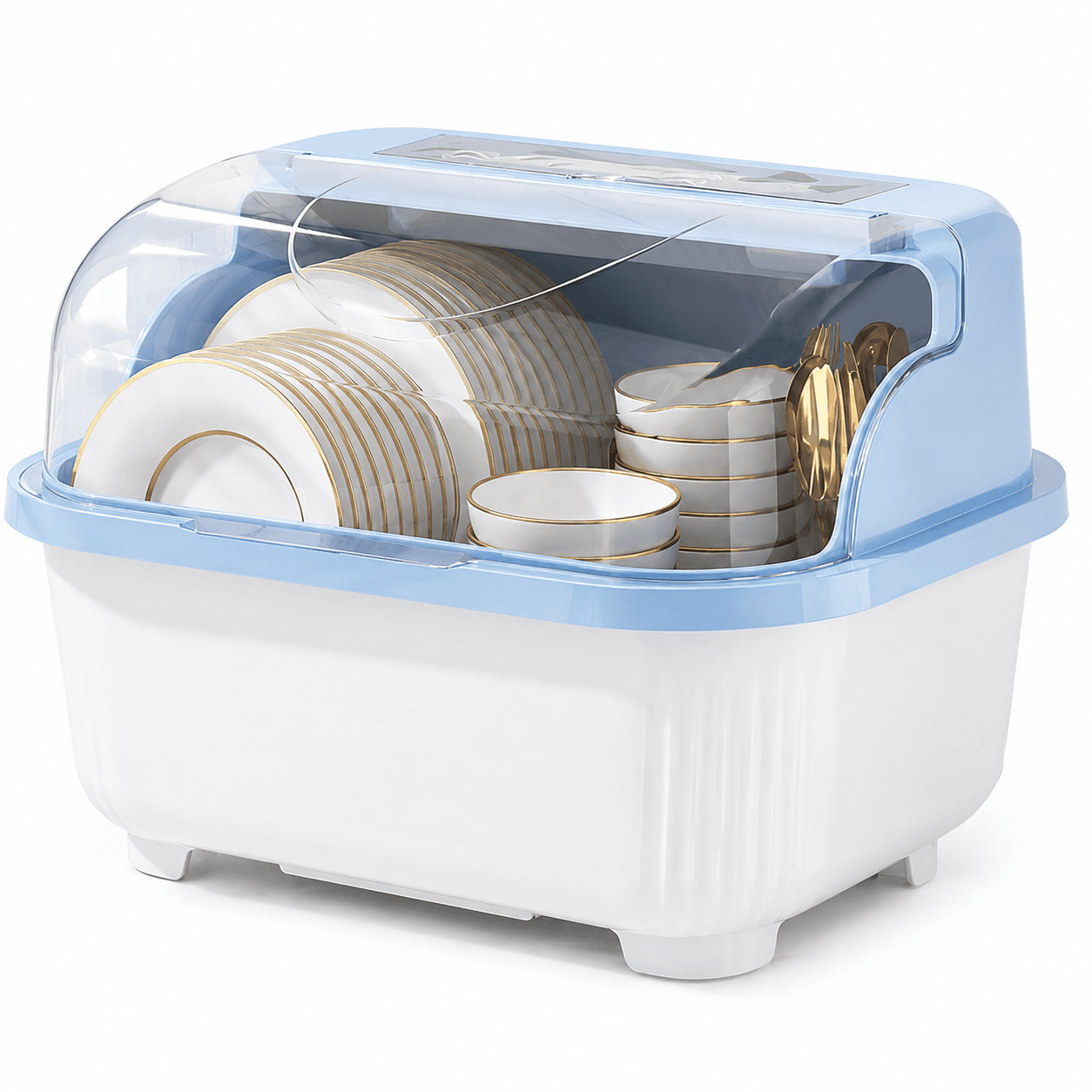 Large Covered Dish Rack & Kitchen Storage Organizer – Blue